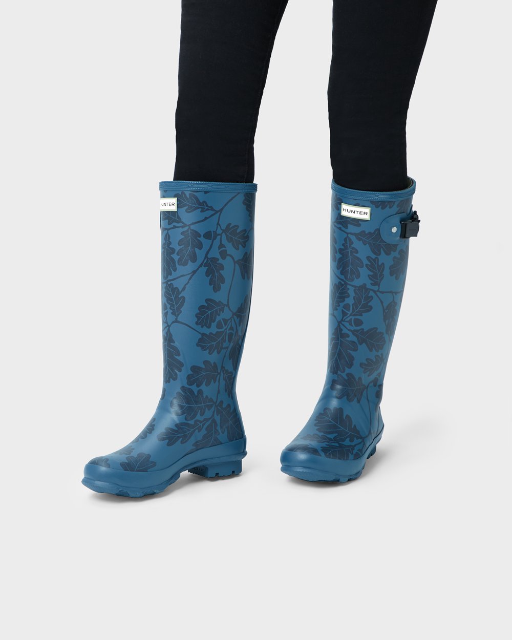 Women Hunter National Trust Print Norris Field | Tall Rain Boots Blue | NZ-6792-TGXE